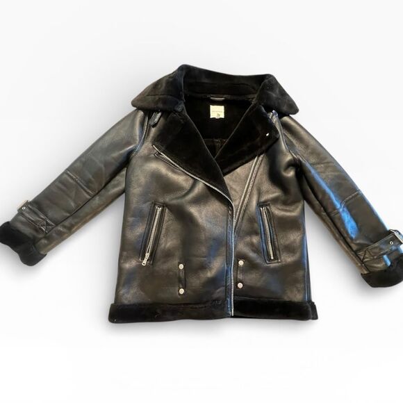 ANTHROPOLOGIE Avec Les Filles Faux Leather Shearling Aviator | XL | Retail $229 - Picture 3 of 9